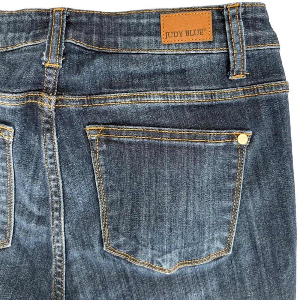 Judy Blue Skinny Fit Jeans Dark Wash Raw Fray Hem Womens 7/28 Comfort Western - Picture 4 of 10